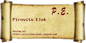 Pirovits Elek névjegykártya