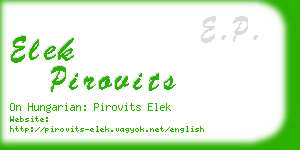 elek pirovits business card